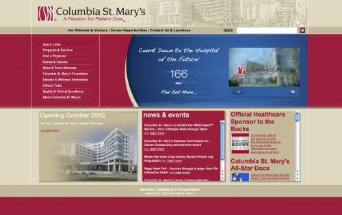 Columbia St. Mary's | Healthcare Web Design