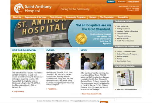 Saint Anthony Hospital | Web Design