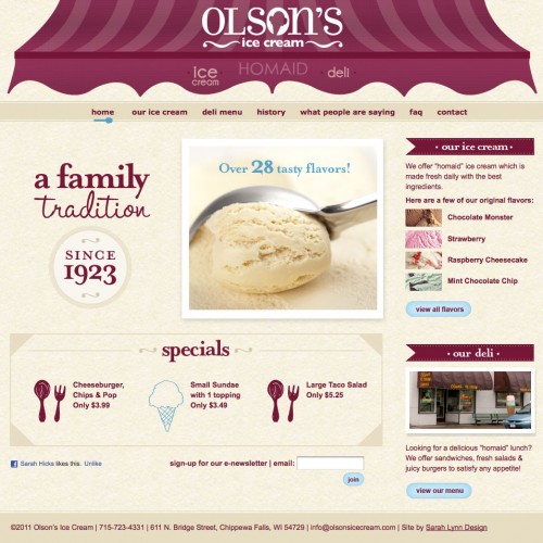 Olson's Ice Cream Homepage