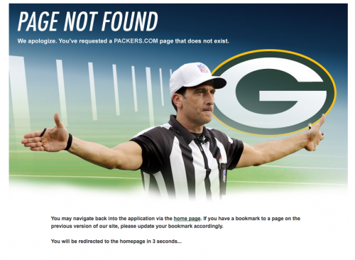 Packers.com 404 Page