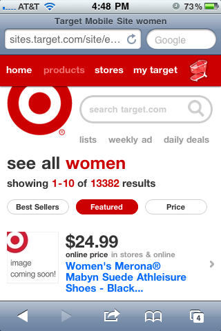 Target Mobile Product Listing Page Design