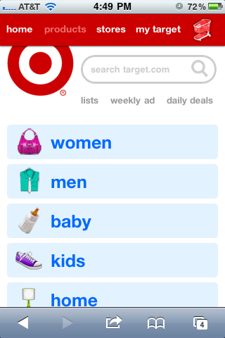Target Product Categories Page Design