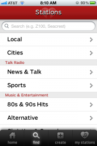 iHeartRadio App Find Screen Design