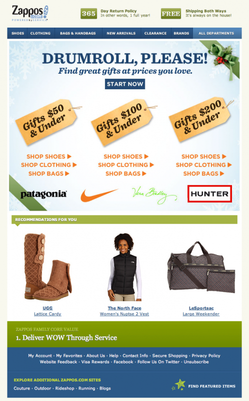 Zappos Email Design Holiday