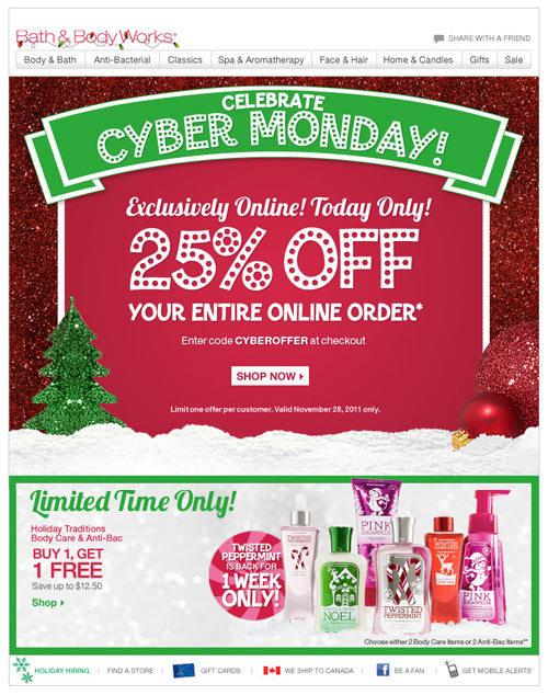 Bath and Body Works Email Design