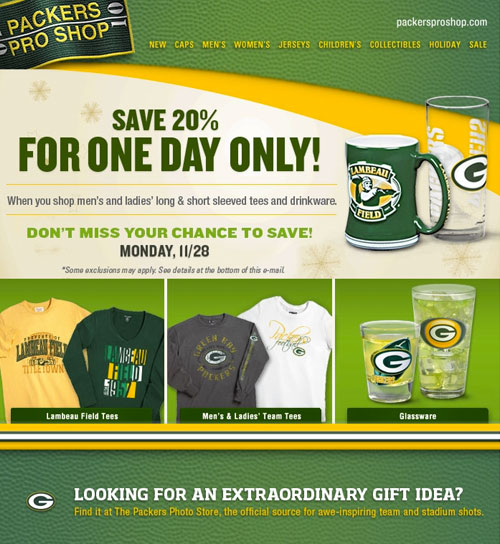 Packers Pro Shop Email Design