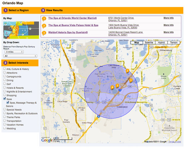 Orlando Website Map UI Design