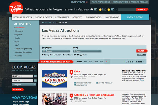 Las Vegas Tourism Website Design