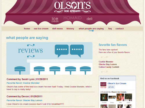 Olsons Ice Cream Product Page