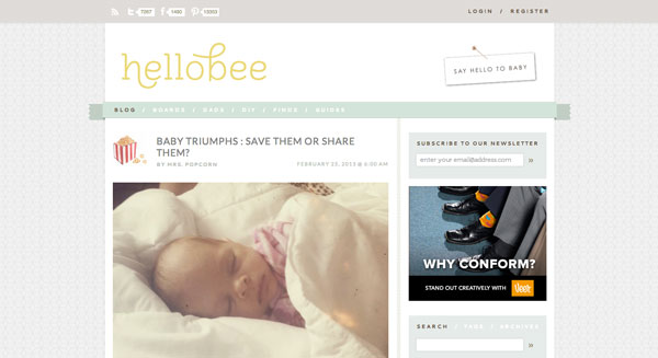 hellobee blog design
