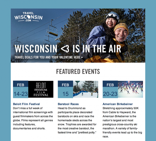 Travel Wisconsin Email Example